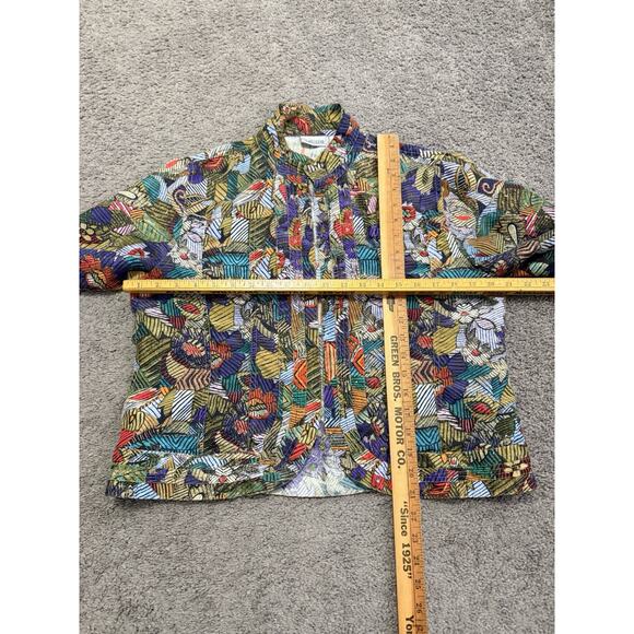 Chico's 100% Silk Jacket Size 2/Medium Open Front Multicolor Long Sleeve - Picture 5 of 7